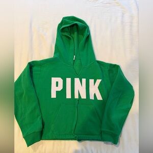 PINK Victoria's Secret Green cropped Hoodie